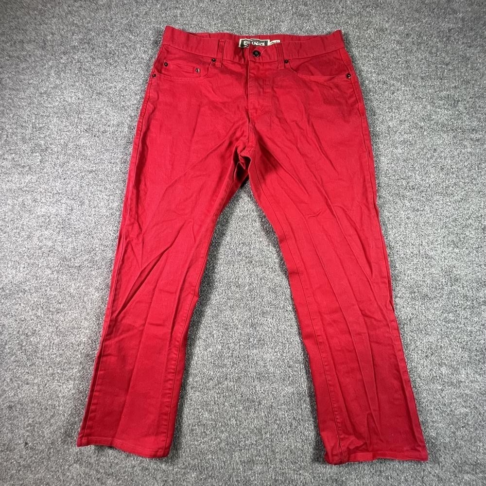 Elixir Straight Jeans Men's 38x32 Red Cotton Denim Slim-Fit Workwear Stretch